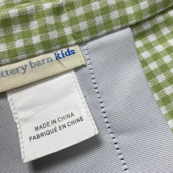 Pottery Barn Curtains Green Gingham Panels Drapes - Picture 4 of 6